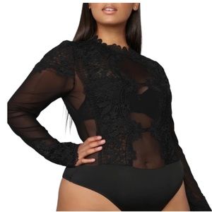 ⭐️FASHION NOVA MESH EMBROIDERED BODY SUIT⭐️